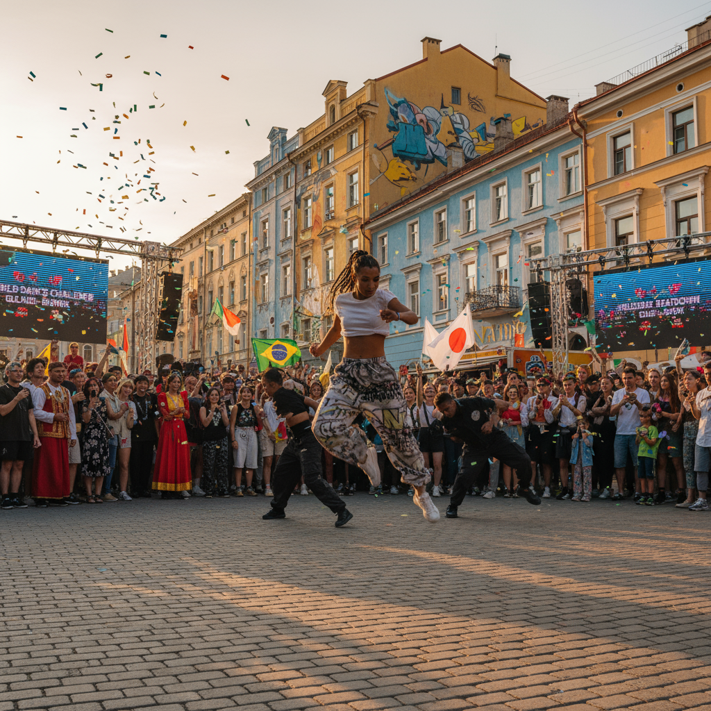 representative image for Street dancers in Belarus illustrating how dance competitions draw crowds worldwide