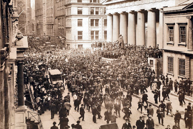 Wall Street during the bank panic in October 1907